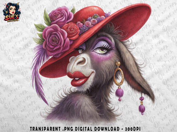 Download Glamorous Donkey in Red Hat PNG | Funny - Glamorous Collection