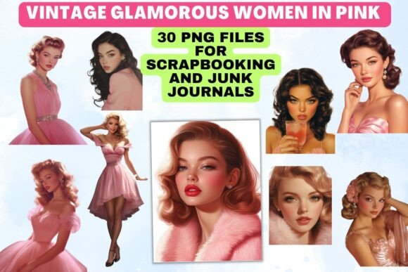 Download Vintage Glamorous Women in Pink - Glamorous Collection