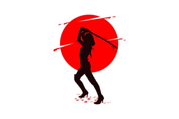 Download Silhouette Samurai Girl Poster Design - Premium Resources